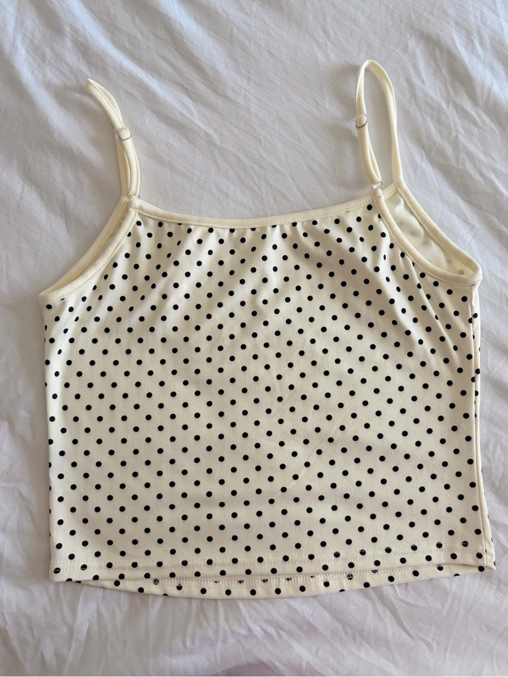 Cream Polka Dot Spaghetti Strap Tank Top